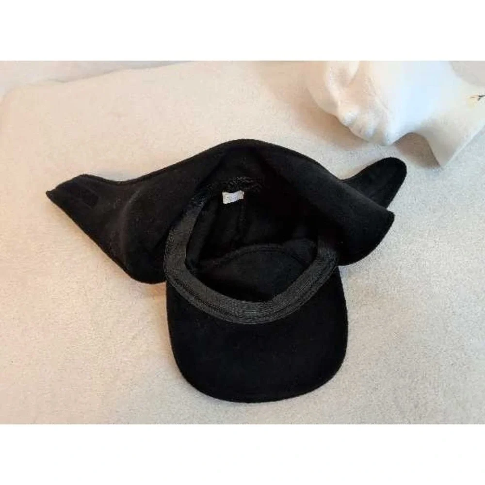 Black Fleece Trapper Hat Ear Flaps Baseball Cap Style Winter Warm Mens Hat